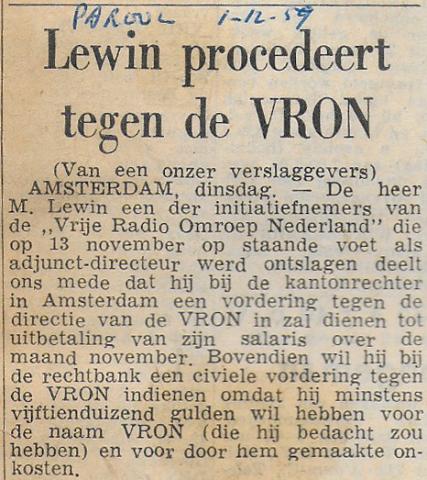 19591201 parool Lewin procedeert tegen de VRON.jpg