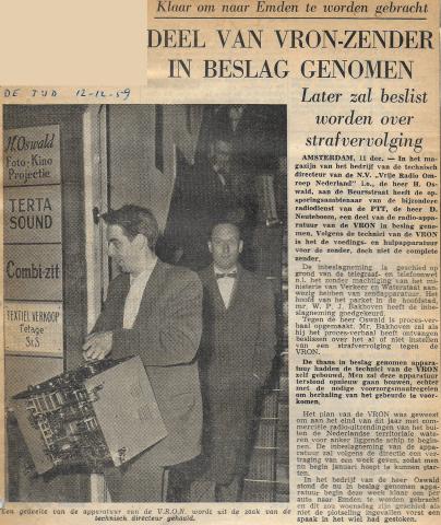 19591212 De Tijd deel van VRON zender in beslag genomen.jpg
