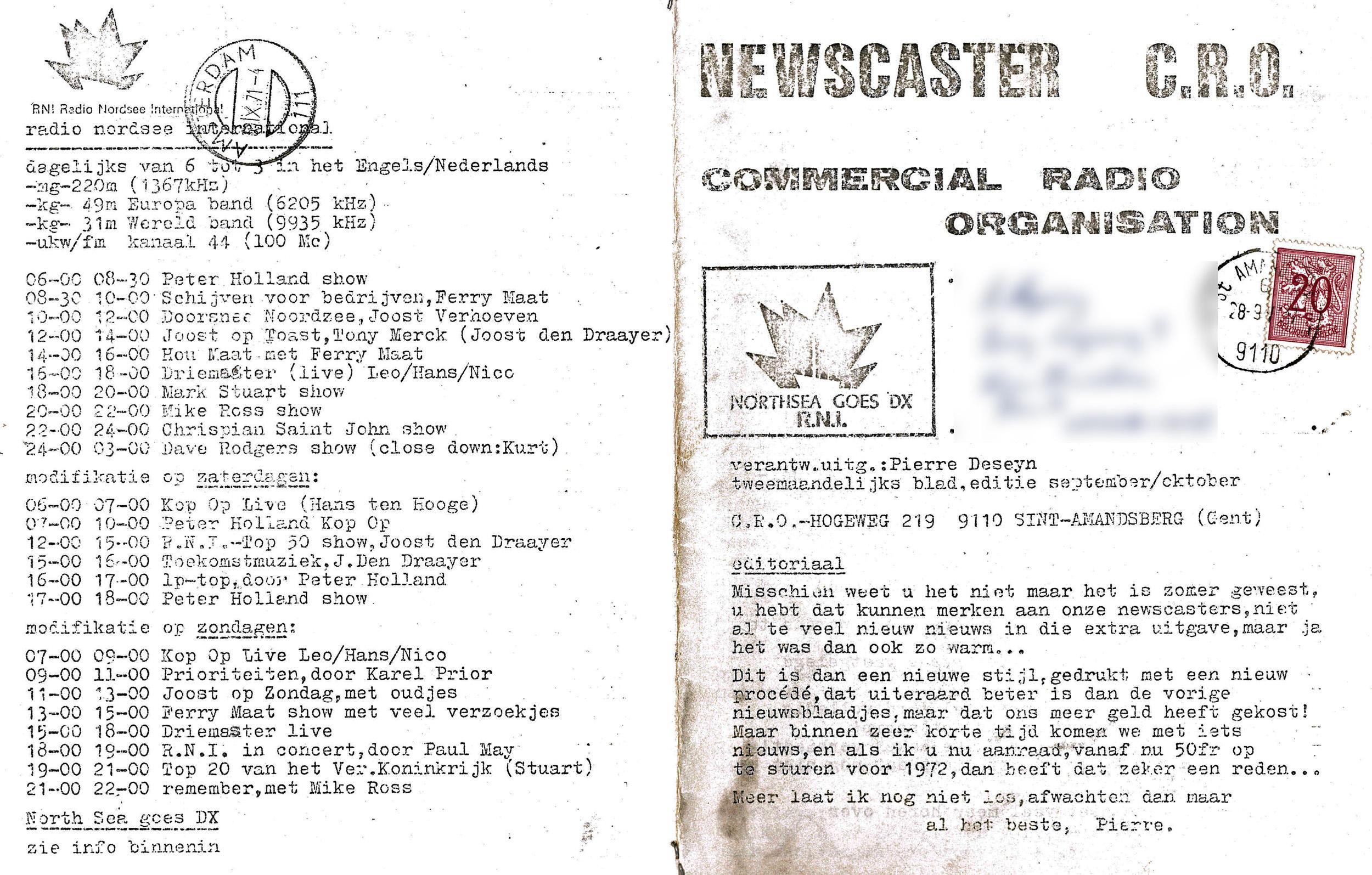 Newscaster Dutch 1971 09 28